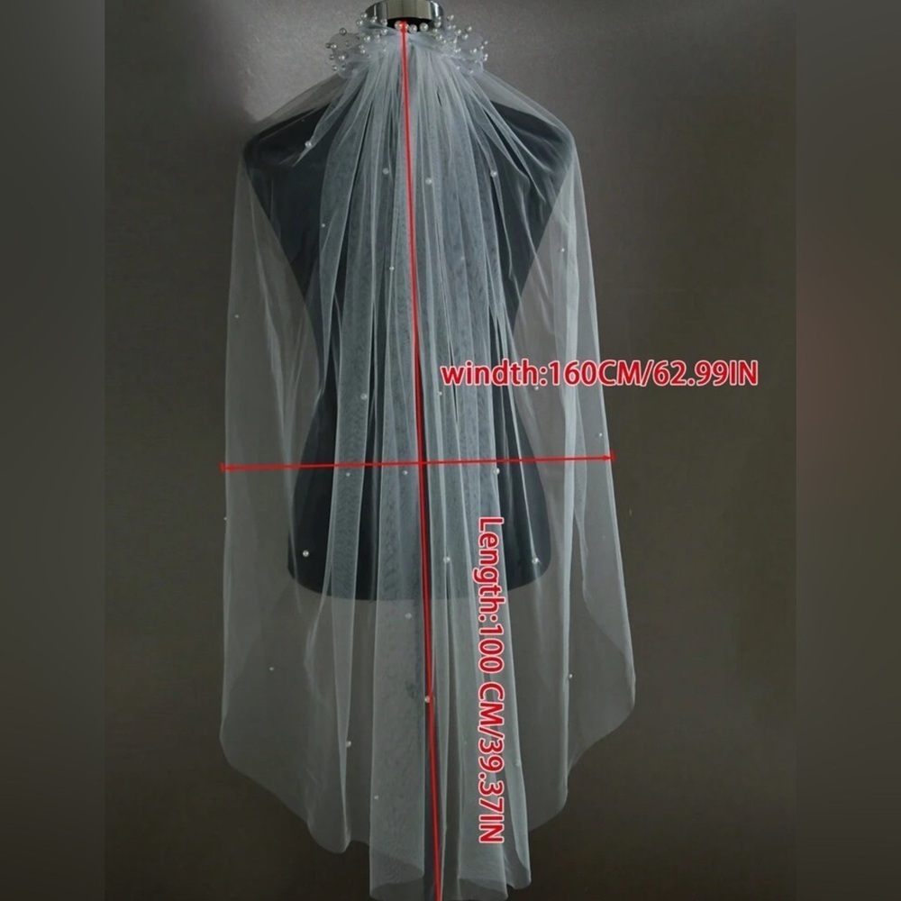 Stunning Wedding veil white bridal pearls bow elegant brand new ✨✨🔥🔥🔥 New - Picture 6 of 7